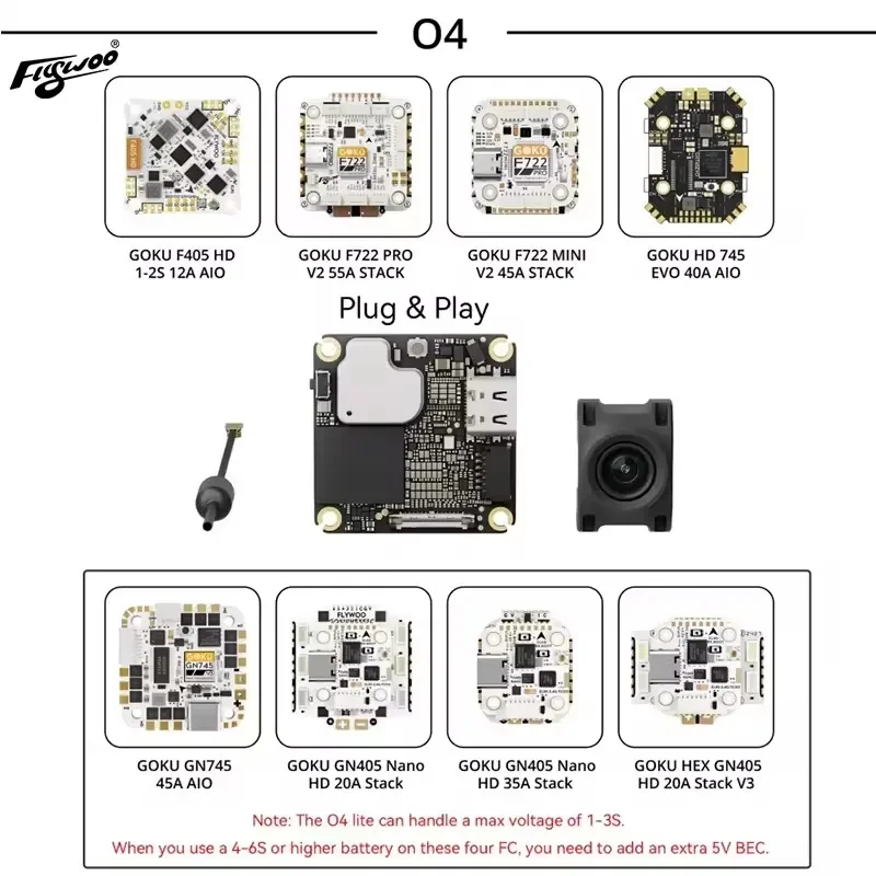 Flywoo GOKU GN405 Nano HD 20A Stack V3 W/ TXCO ELRS 2.4g Plug&Play O4 / O4 Pro RC Parts