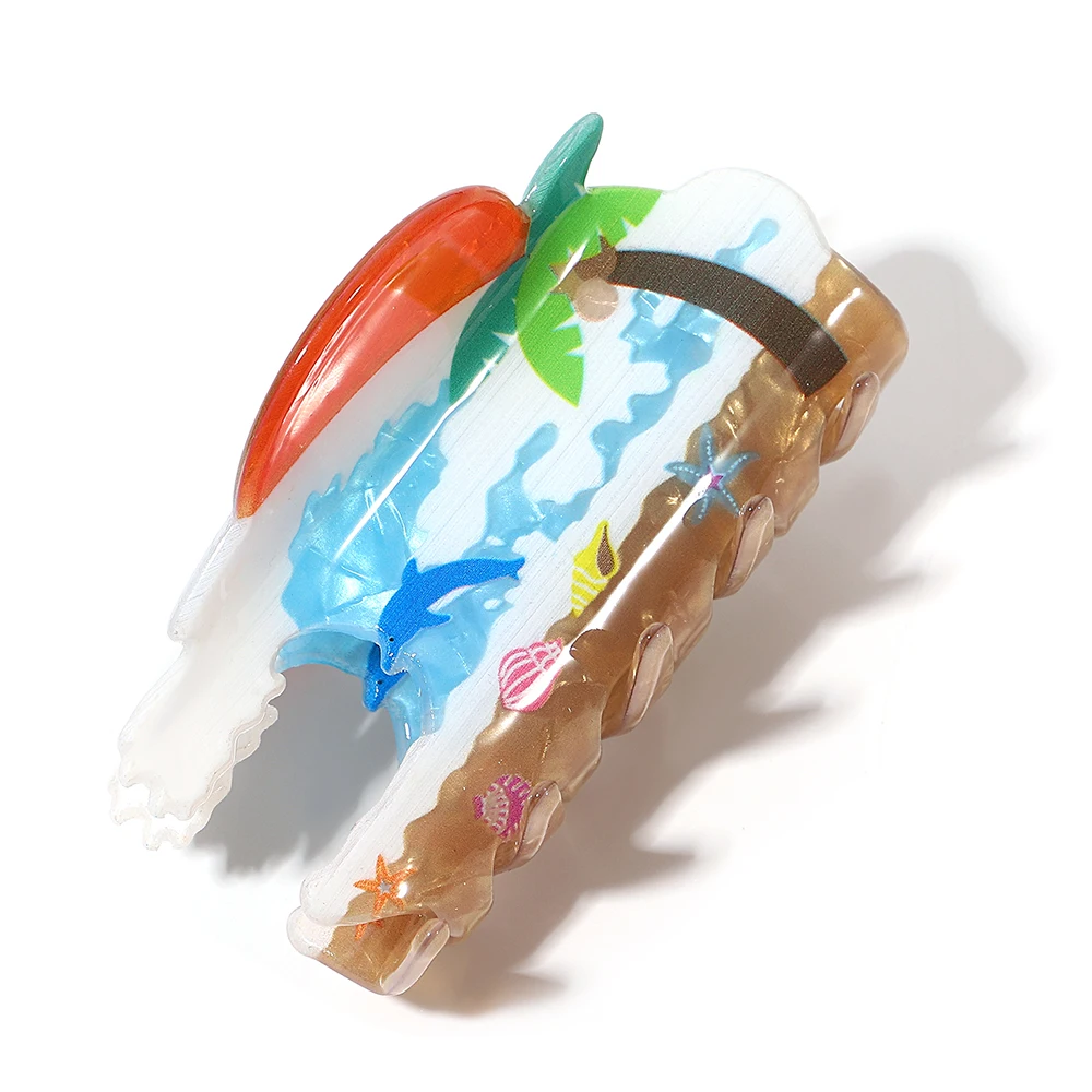 Creative Snow Mountain Scenery Printed Pattern Hair Clip Claw For Women Girls Trendy Acrylic Crab Clamp Hair Accessories Tool