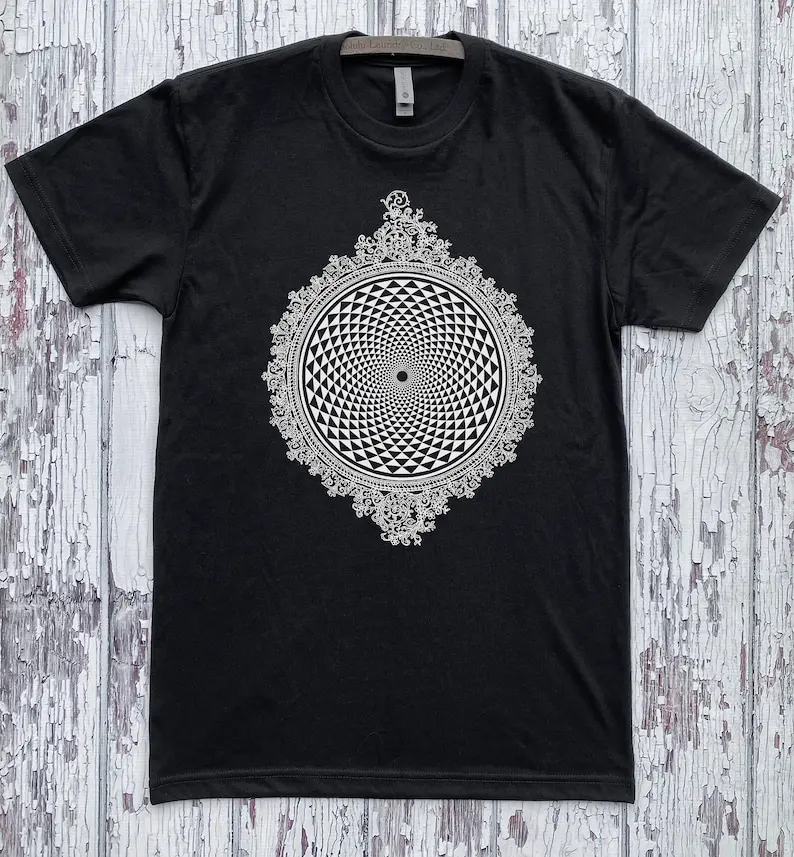 

Unisex MIRROR Mandala Shirt Psychedelic Visions Screen Printed T-Shirt Sacred Geometry Clothing