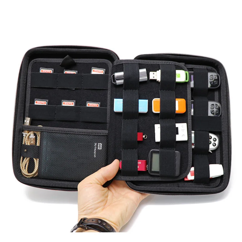 Tech Pouches Bag For HDD U Disk USB Data Cables Hard Shell Case For Electronics SD Card Travel Essentials Storage Bags Organizer