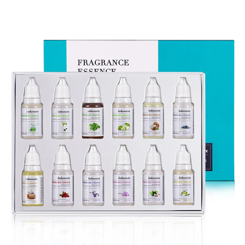 Lakerain Liquid Fragrance Set, DIY Lip Gloss & Lipstick Flavoring Essence, 12-Bottle Aromatherapy Kit