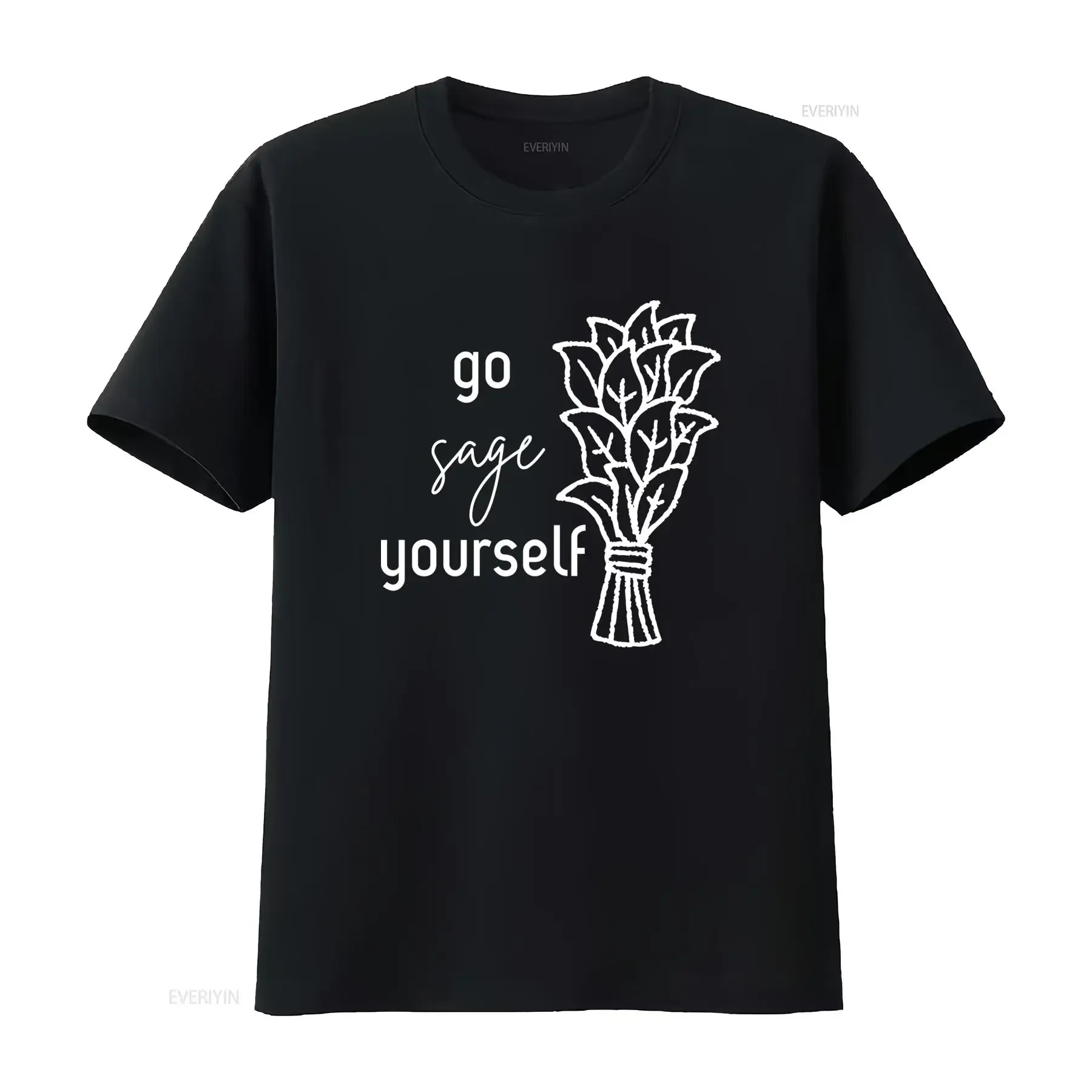 Go Sage Yourself T Shirt Spiritual Humor Green Print vintage Washed Comfortable homme Casual streetwear Unisex Breathable Soft