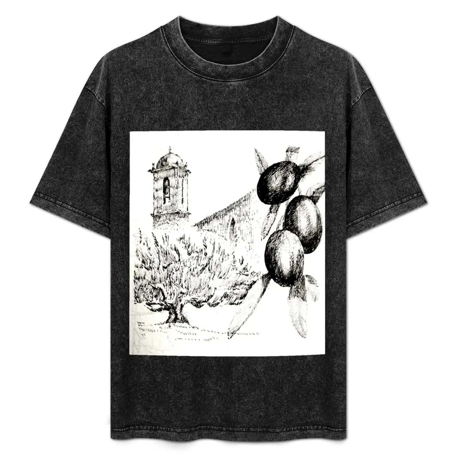 Olives, hatching. T-Shirt blanks vintage T-shirts for men cotton