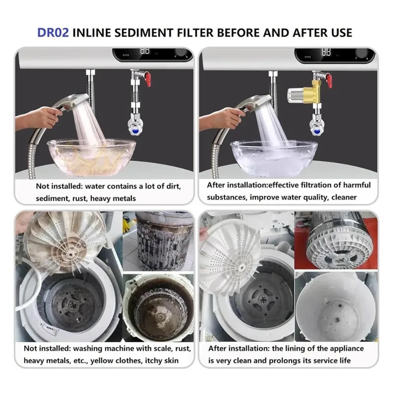ABUD-Brass Sediment Filter, 40 Micron Washer Water Filter System For Washing Machine,Garden, Heater,RV,Protecting Appliances