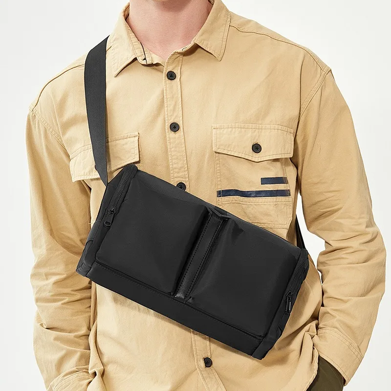 2024 Shoulder Bags Men Multiple Pockets Black Messenger Travel Korea Simple Brief Satchel Minimalism Style Crossbody Bags New