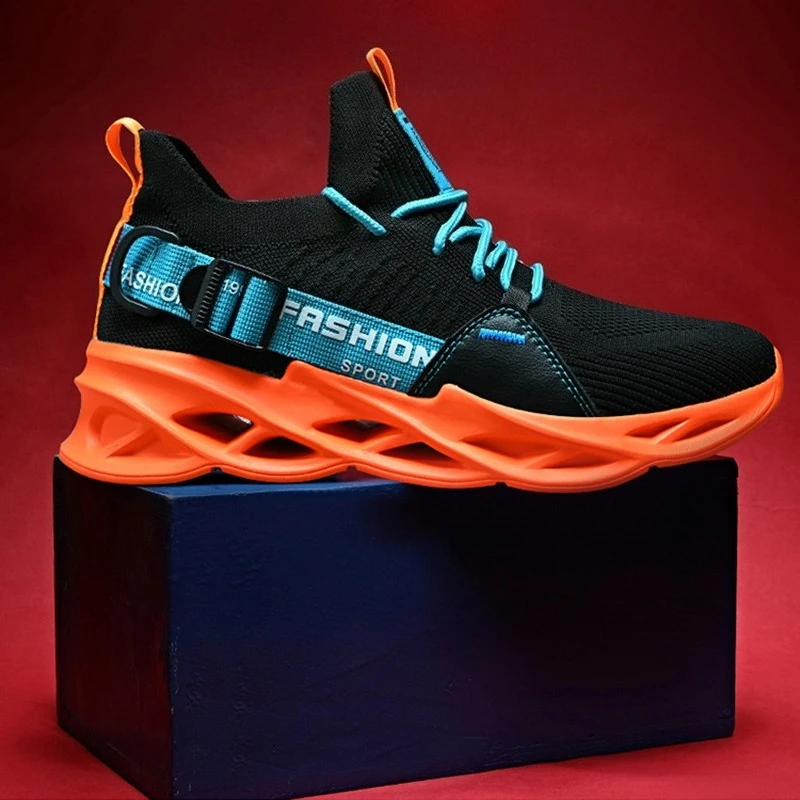 Hot Style Men Sneakers Lightweight Breathable Mesh Running Shoes for Men Blade Sole Design Women Outdoor Casual Sports Shoes