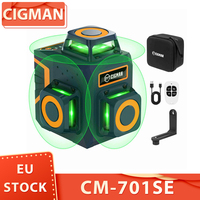 CIGMAN CM-701SE 3x360° 12-Line Self-Leveling Laser Level - 50m Working Distance, IP54 Waterproof & Dustproof, Remote-Controlled