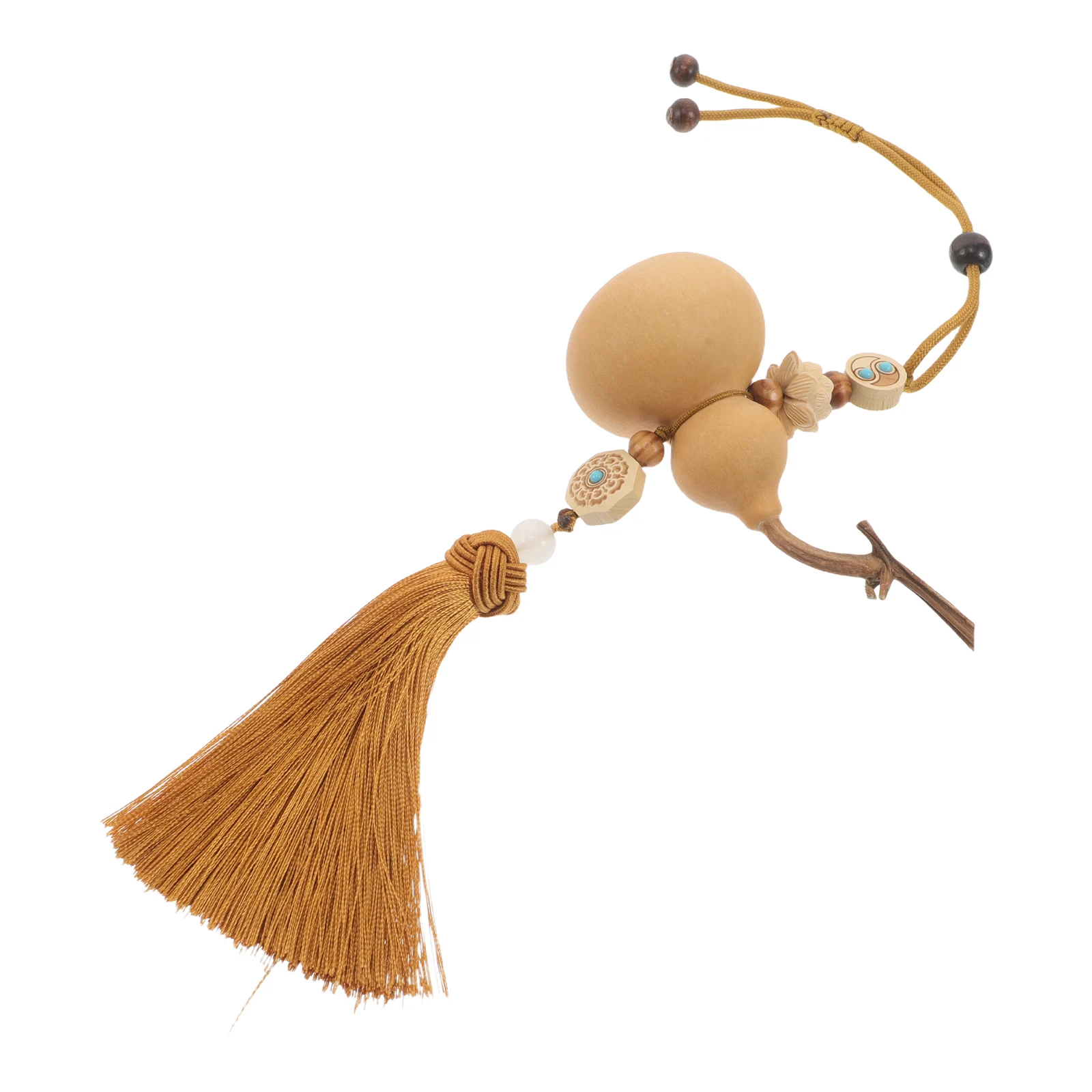 

Handcrafted Natural Gourd Lotus Car Hanging Charm Chinese Style Rearview Mirror Decor Cute Pendant Unique Ornaments Car