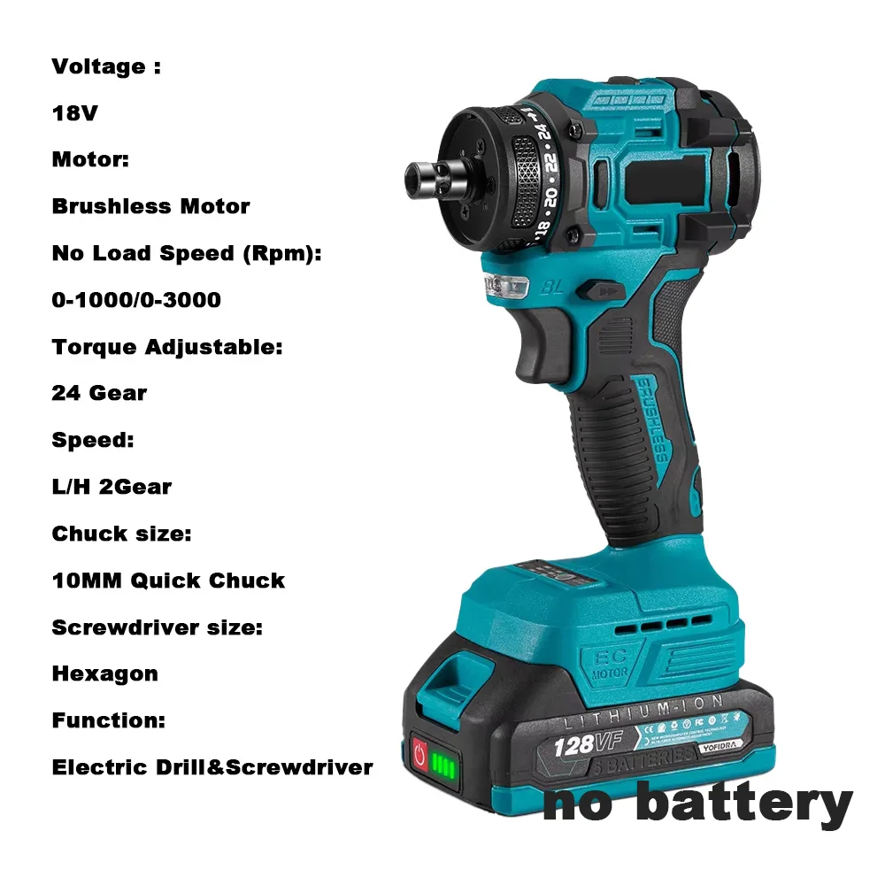 

2 in1 Brushless Electric Screwdriver Hammer Cordless Drill Impact Multifunctional Power Tool For Makita 18V Battery Pin