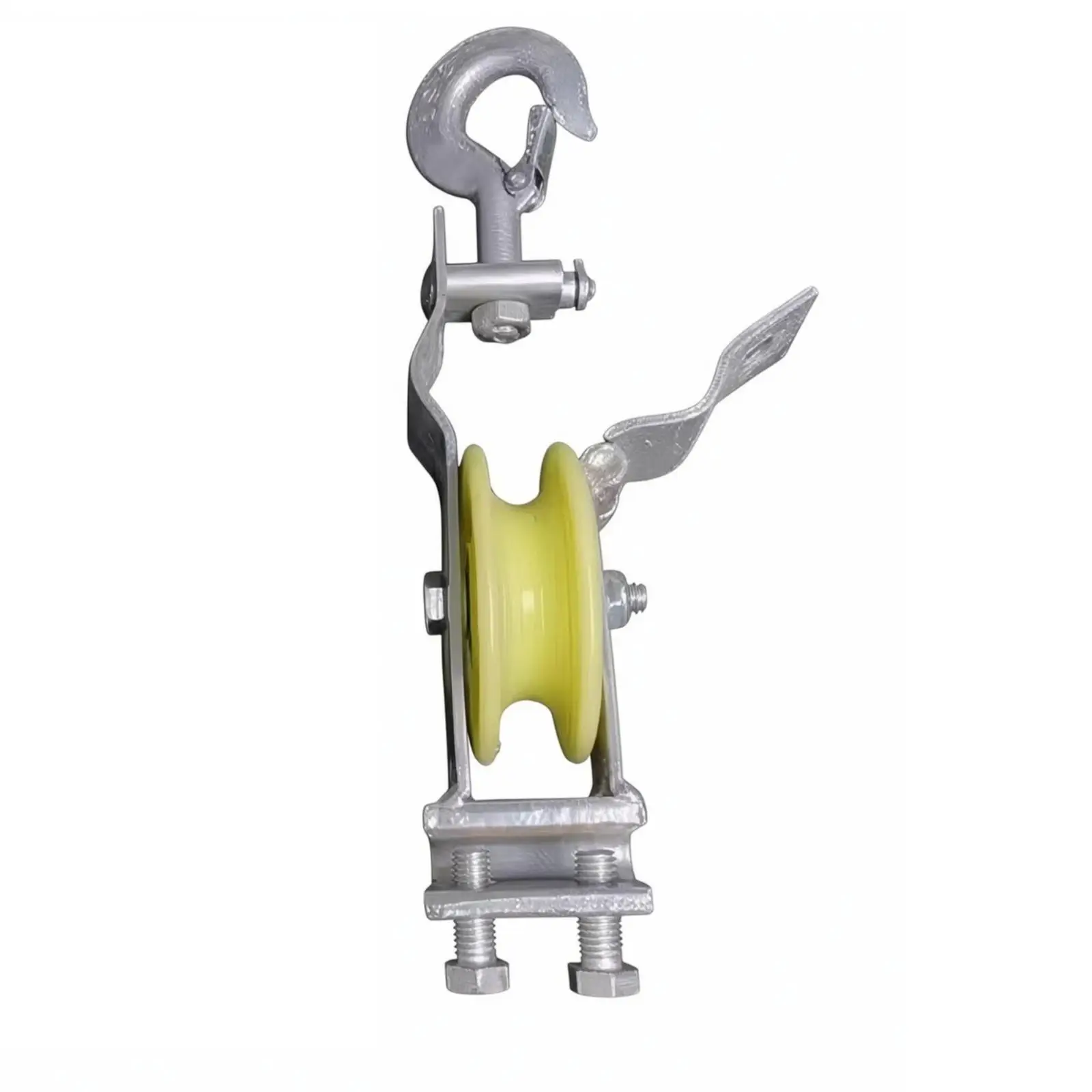 Heavy Duty Cable Pulley Block with Hook Nylon Wheel Steel Frame Line Guidance for Beam Suspension Rigging
