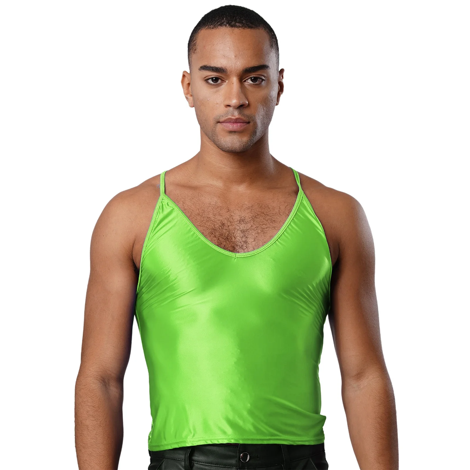 

Men's Summer Gym Workout Vests Sleeveless Sling Stretchy Glossy Top Vest for Bodybuilding Gym Sports Workout Party Pool Shirts