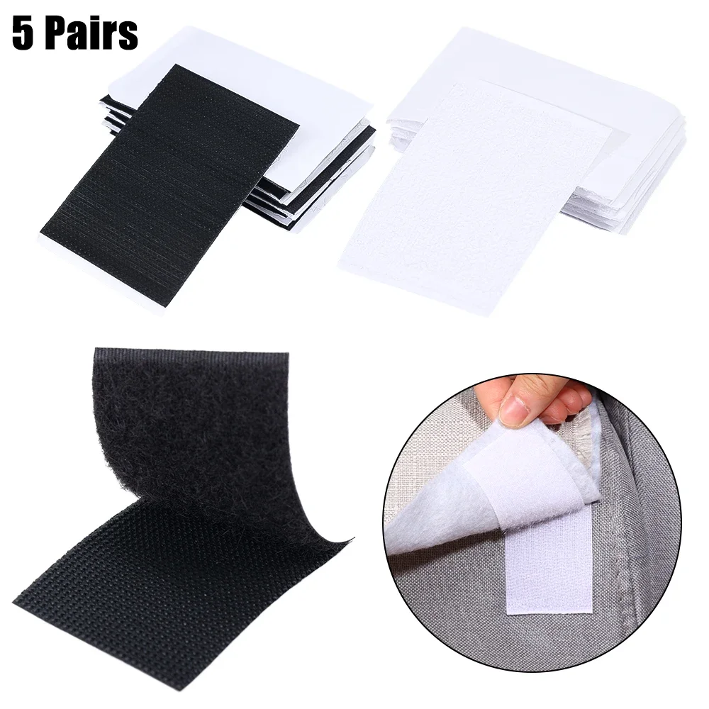 5 Pairs Strong Adhesive Fastener Tapes Stickers Bed Sheet Sofa Mat Carpet Mat Fixing Pads Anti Slip Self Adhesive PVC Strap