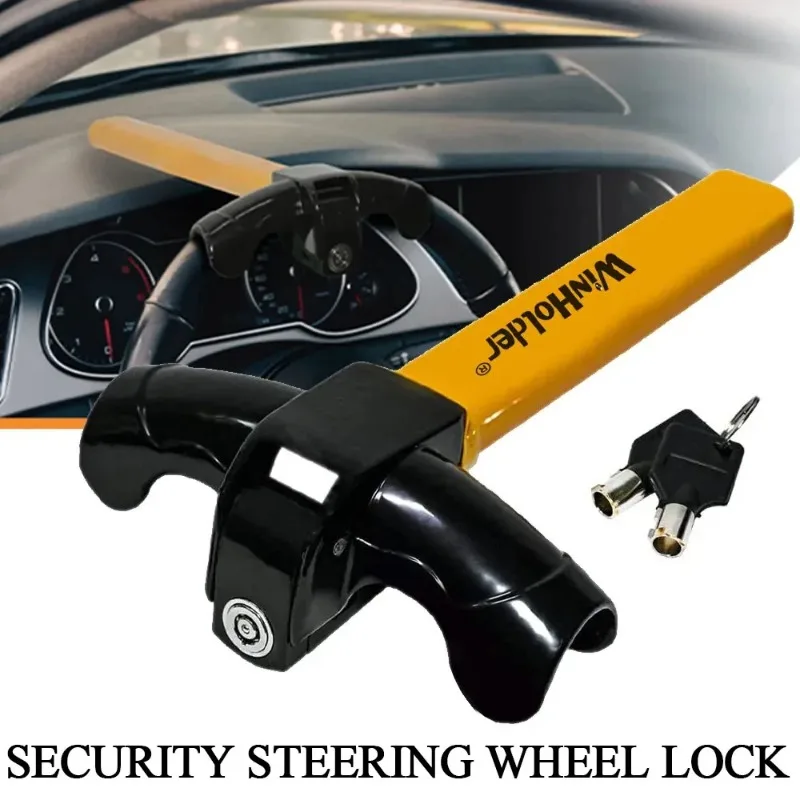 Universal Car Steering Wheel Lock with Keys Security Steering Anti-Theft Stainless T-Bar Steering Wheel Immobiliser