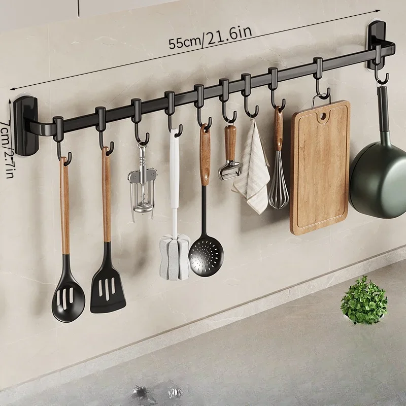 CIFBUY Multifunctional Wardrobe Cloth Organizer, Kitchen Wall-mounted Nail-Free Hook Shelf, Kitchen Wall Mounted Hook Shelf