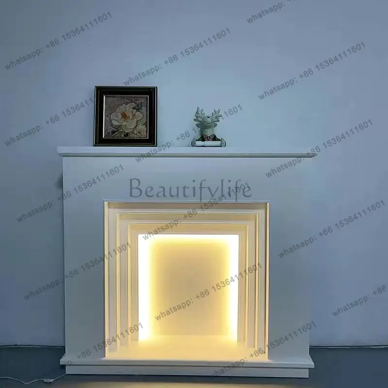 French European cream simple fireplace decorative cabinet porch Nordic luminous with lights