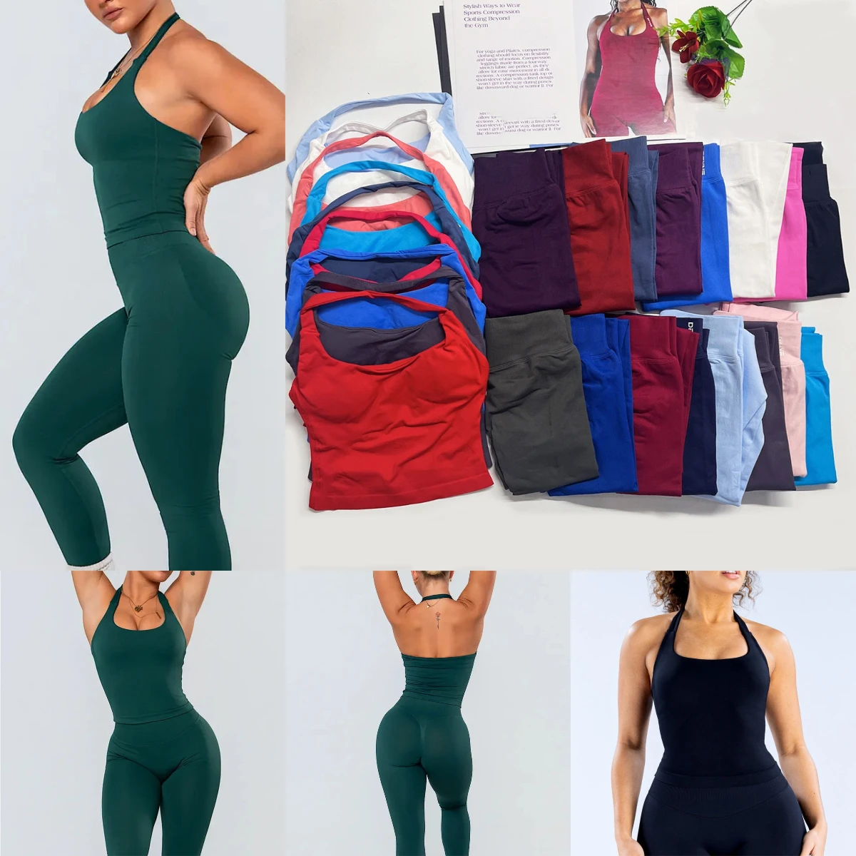 2 Pieces impact gym DFNNYE Halter top Sportswear Women Yoga Set Sportswear Sports Suits Fitness Tracksuits Top Gym Leggings Set