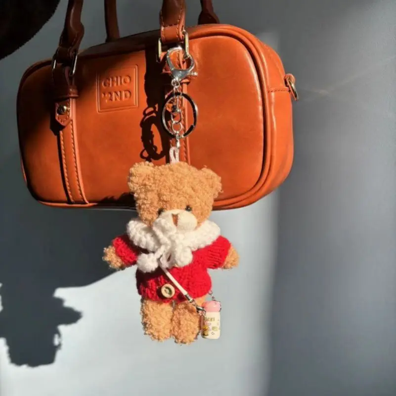 Llaveros de oso pequeño para bolso, llavero Kawaii con oso de peluche de alta calidad, accesorios para muñecas