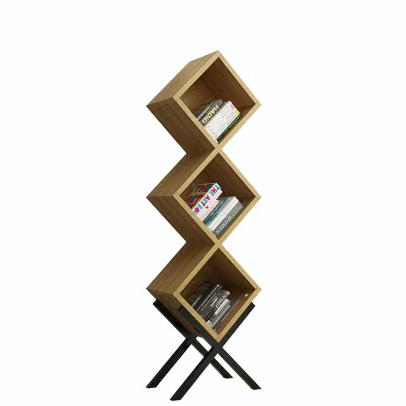 Fashionable Nordic creative combination bookshelf, iron art children's storage, red wine floor standing storage rack