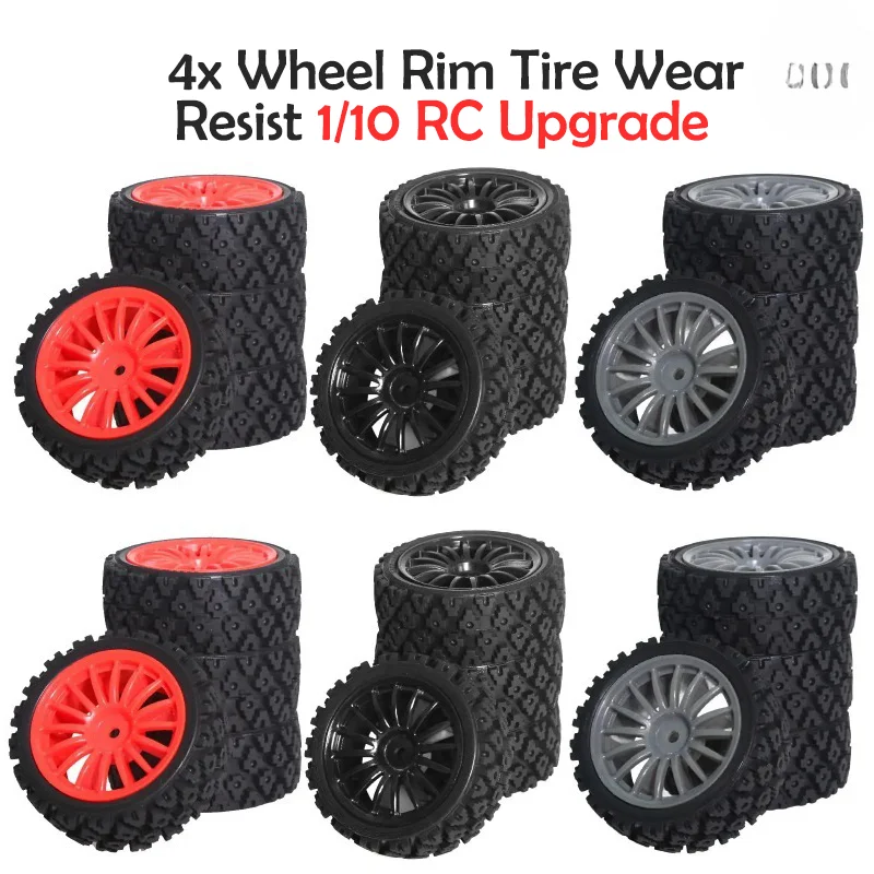 

4x 68mm Wheel Rim Tire Wear Resist 1/10 RC Upgrade 1/10 RC Rally Car for XV01 XV02 Parts Model Buggy Accessories RC Hobby Car