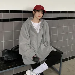 New Loose Korean Hooded Sweatshirt Women's Zipper Jacket Women's Top
