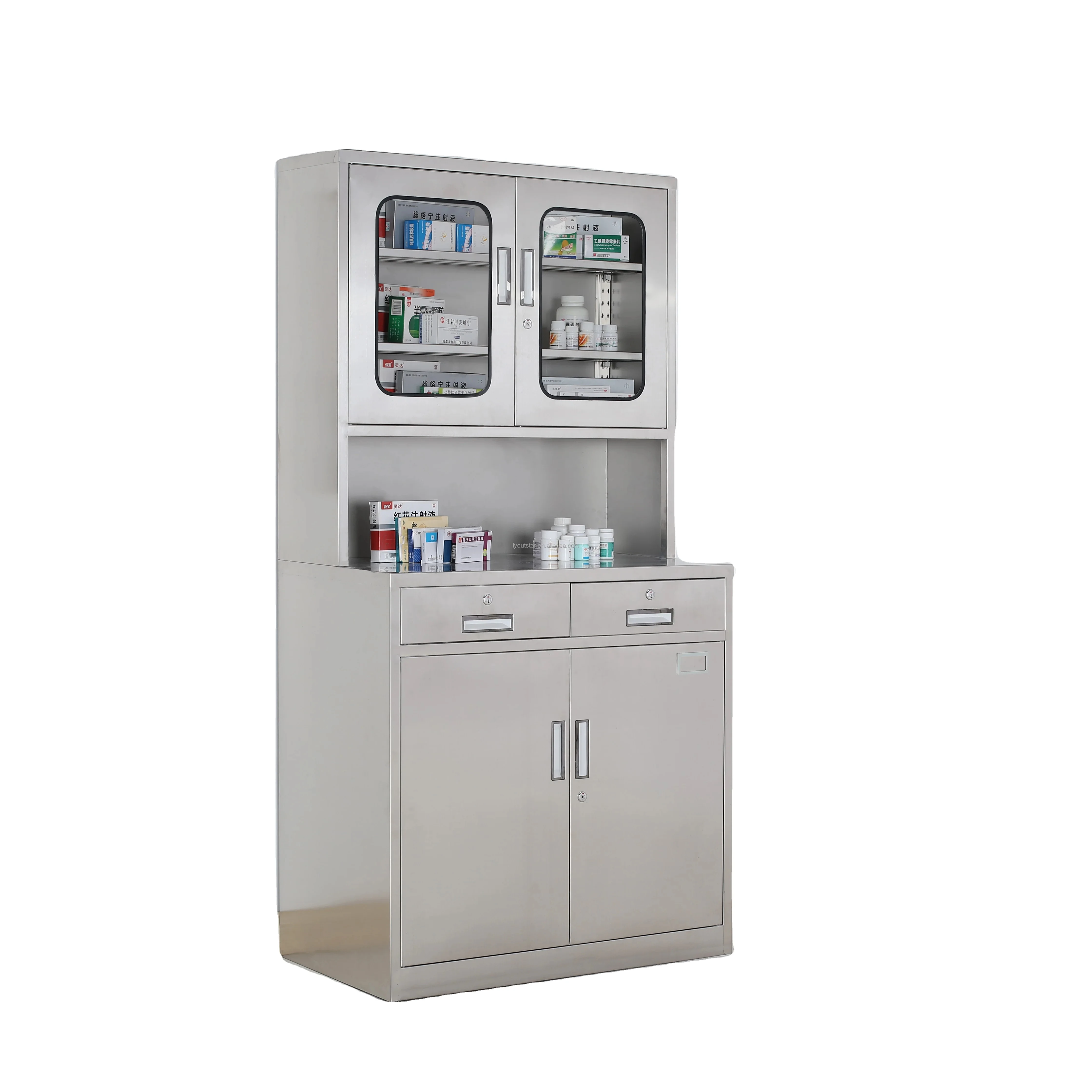 Precio de fábrica 201 muebles hospitalarios de acero inoxidable botiquín médico de Metal con 2 cajones gabinete quirúrgico Dental