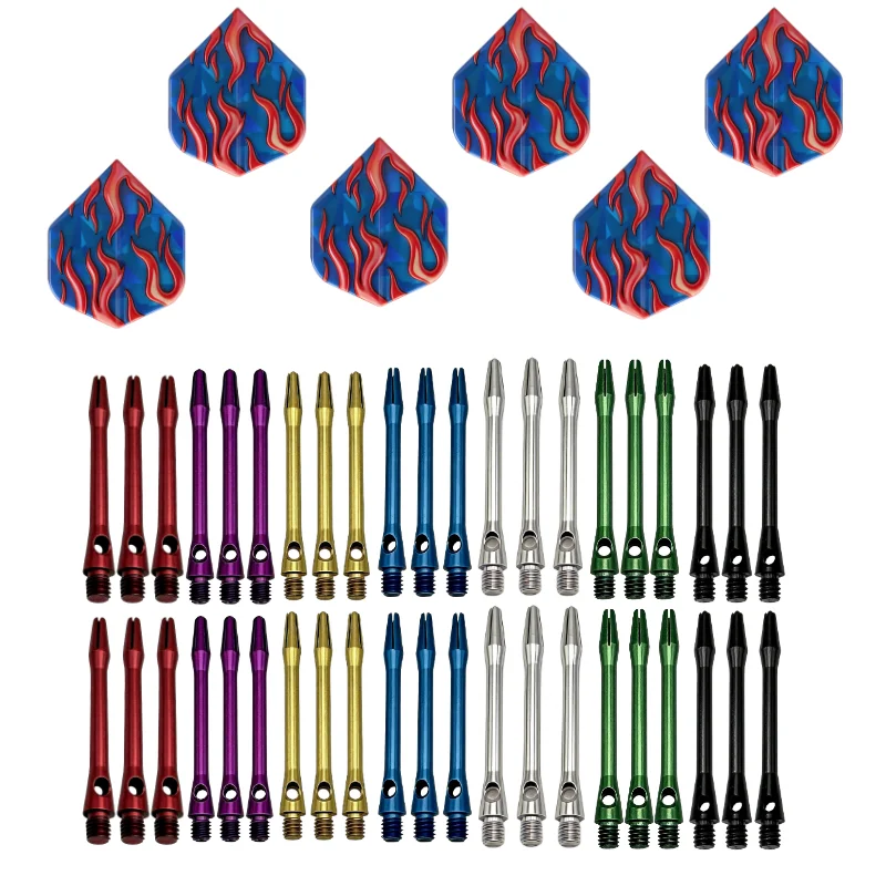 6 laser dart leaves + 6 48MM aluminum rods 2BA threaded dart rod set Aluminum alloy PET dart accessories
