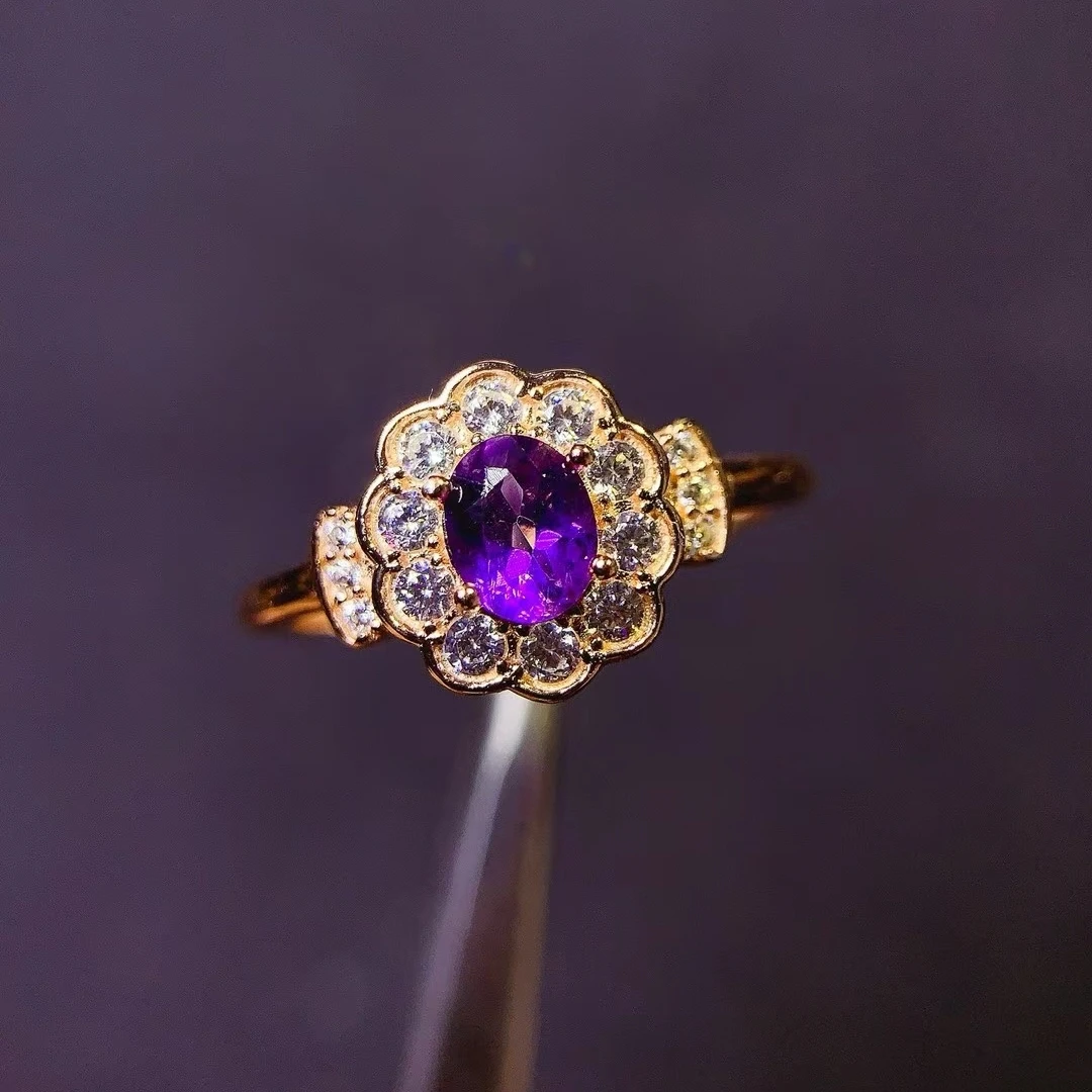 KJJEAXCMY Natural Brazilian Amethyst Women's Ring S925 Silver Electroplating Process Inlaid High Clarity Support Testing