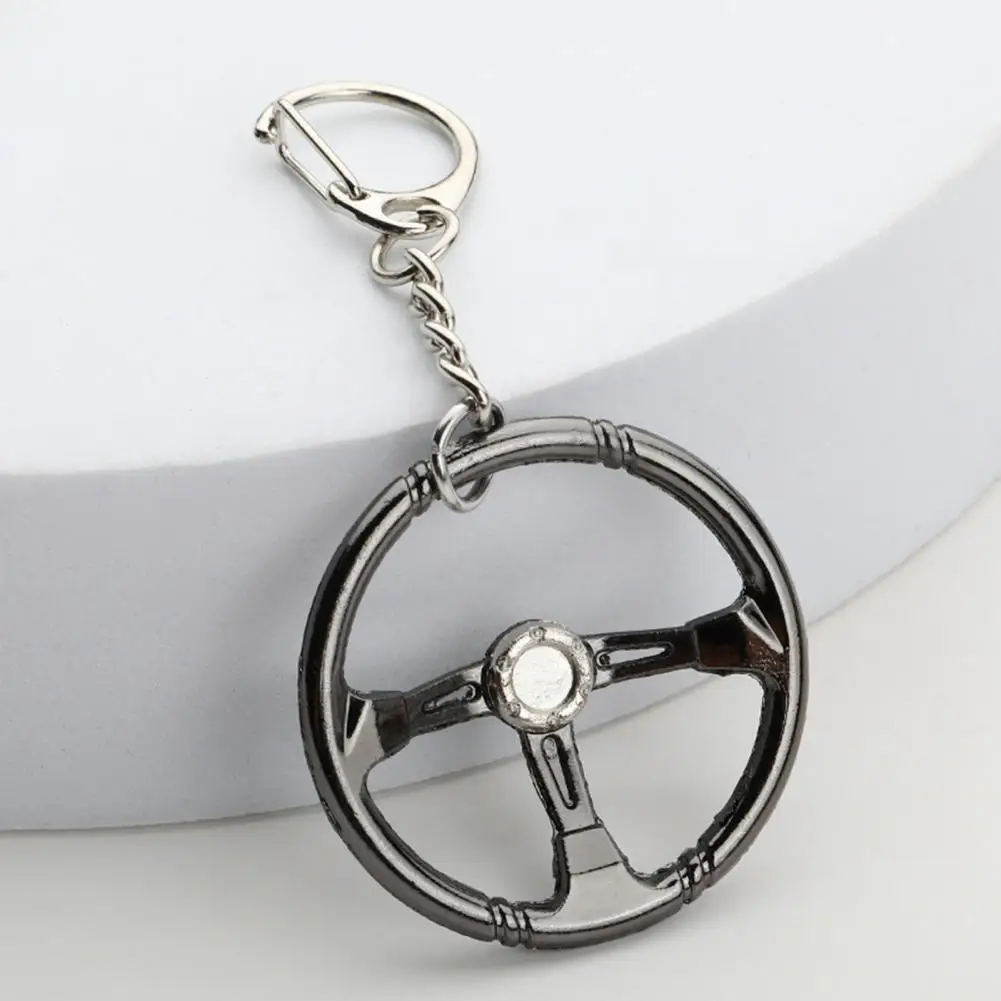 Key Chain Reusable Zinc Alloy Steering Wheel Shape Car Key Ring Hanging Pendant Household Supplies Men Jewelry Keyring Ornament