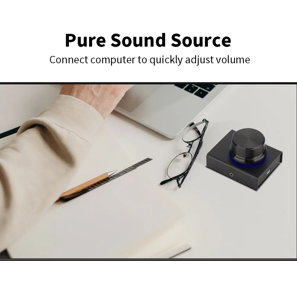 Áudio USB Volume Control Knob, Um Botão Função Mudo, Mini Controlador para Laptop, Plug and Play, PC Speaker, Regulador