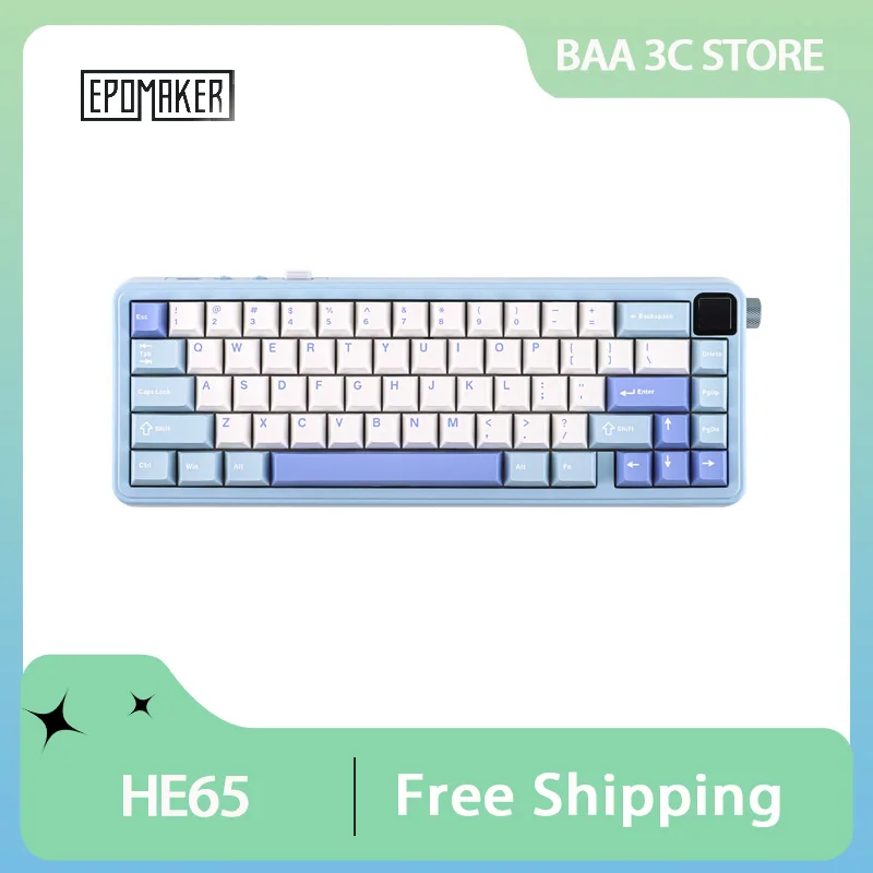 

EPOMAKER HE65 Mec 65% ANSI Layout Gasket-Mounted Tri Mode Mechanical Keyboard with Screen RGB Custom Game Office Keyboard