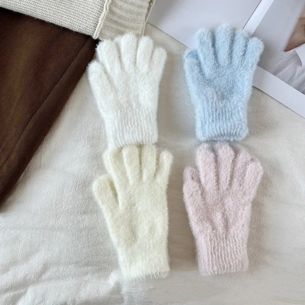 

New Thickened Fleece Five Fingers Gloves Cold Proof Keep Warm Touchscreen Gloves Windproof Winter Gloves Women