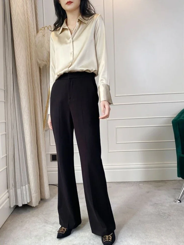 Blusa de moda para mujer, camisa blanca de manga larga, blusa de seda elegante para verano, 2022