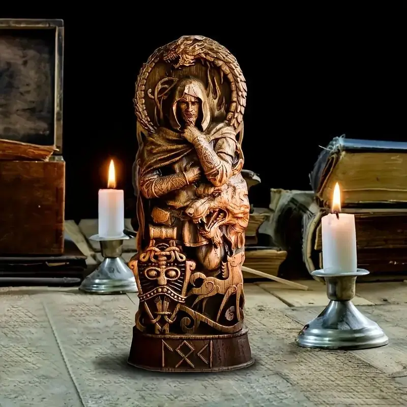 Odin Thor Freya Loki Statue, Norse Viking God Figurine, Hand-Carved Style Resin Sculpture, Scandinavian Pagan Altar