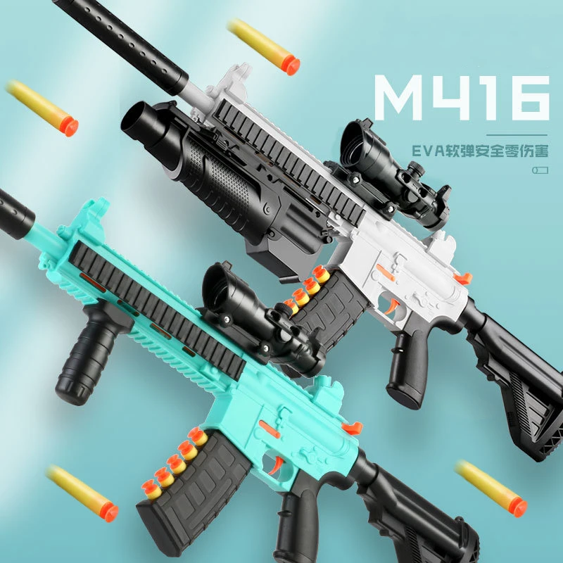 Rifle Manual M416, pistola de juguete de bala suave para niños y adultos, pistola de juguete de calor de aire verde menta, juego al aire libre CS Go