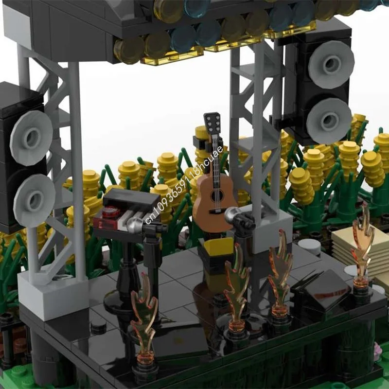 1040pcs MOC Achtertuin Muziekfestival Gemodulair Model Bouwstenen Bouw Kerstcadeaus DIY Speelgoed Idee Onderwijs Kinderen