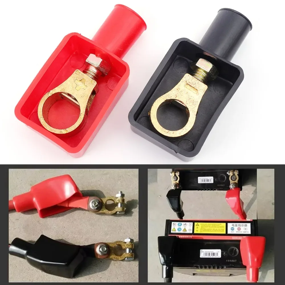 Car Battery Connector Protective Cover Soft  Flame Retardant Rubber Car Battery Positive Negative Terminal Clip Insulation Cover