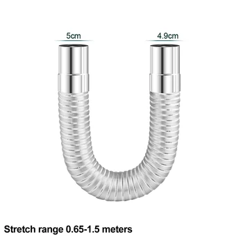 Kachels Pijp Stretching Roestvrijstalen Rookgasfornuis Pijp 50Mm Dia Ducting Droger Ontluchtingsslang Pelletkachel Frisse Luchtinlaat