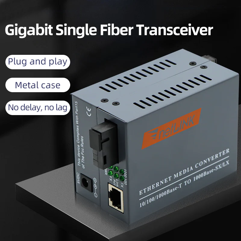 

1 Pair 25km 1000m Gigabit Fiber Optical Media Converter 10/100/1000Mbps Fiber Transceiver Single Mode Single Fiber SC Port