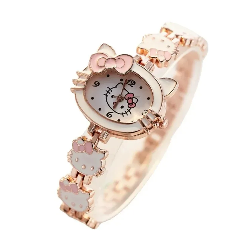 Kawaii Hello Kitty Watch Student Watch Steel Band MINISO Fashion Women\'s Bracelet Electronic Quartz Watch Creative Gift New