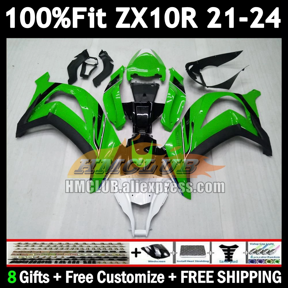 Injection Body For KAWASAKI NINJA ZX-10R ZX 10R 10 R 2021 2022 2023 2024 green black 172No.18 ZX1000 ZX10R 21 22 23 24 Fairing