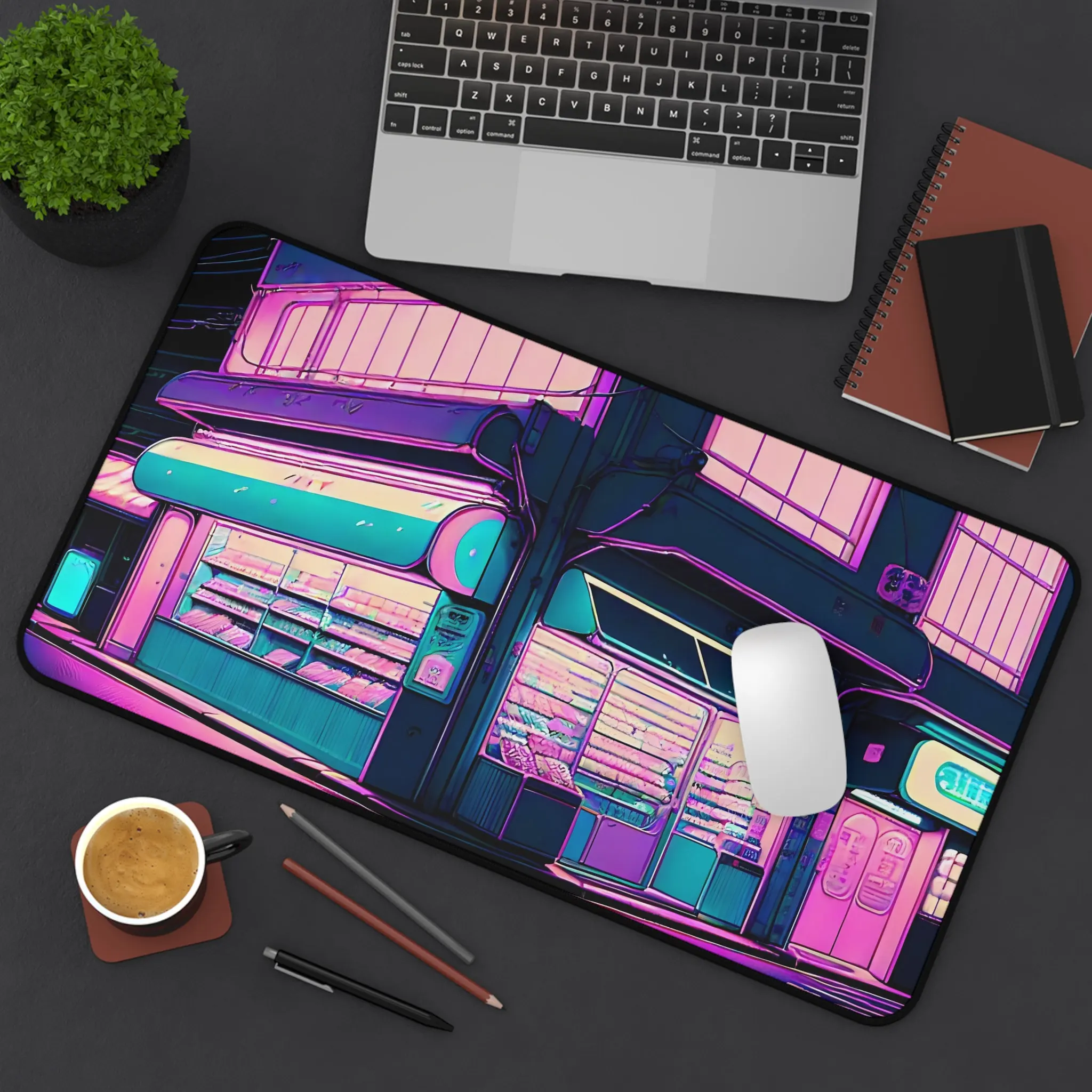 Tranquil Tokyo Convenience Store,cute Kawaii Desktop Decorations, Artistic Style Desk Mat,anime Deskmat,perfect Gift for Friends