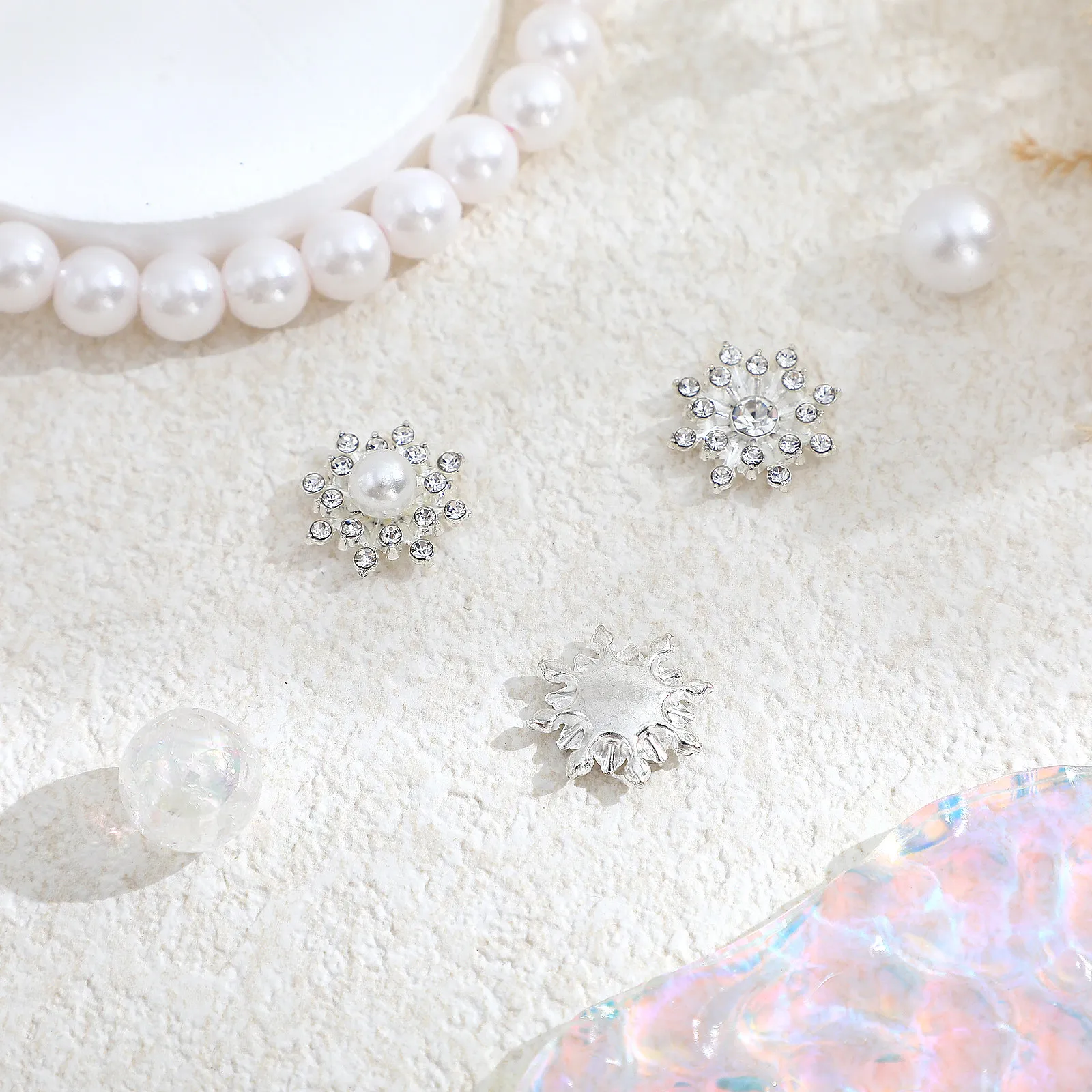 20Pcs Snowflake Embellishments Multifunctional DIY Accessories Alloy Charms for Hair Bags Clothes Craft Decorations Rhinestones