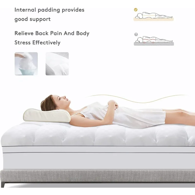 Surmatelas King avec poche profonde de 8 à 21 pouces, housse de coussin de matelas optique supplémentaire pour Back oto, surrempli de rembourrage dermatologique