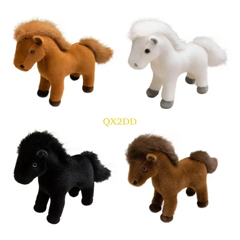 QX2D Horse Year Plush Animal Horse Auspicious Symbol Soft Stuffed Animals Toy For Home Office Decoration And Good Luck Gift