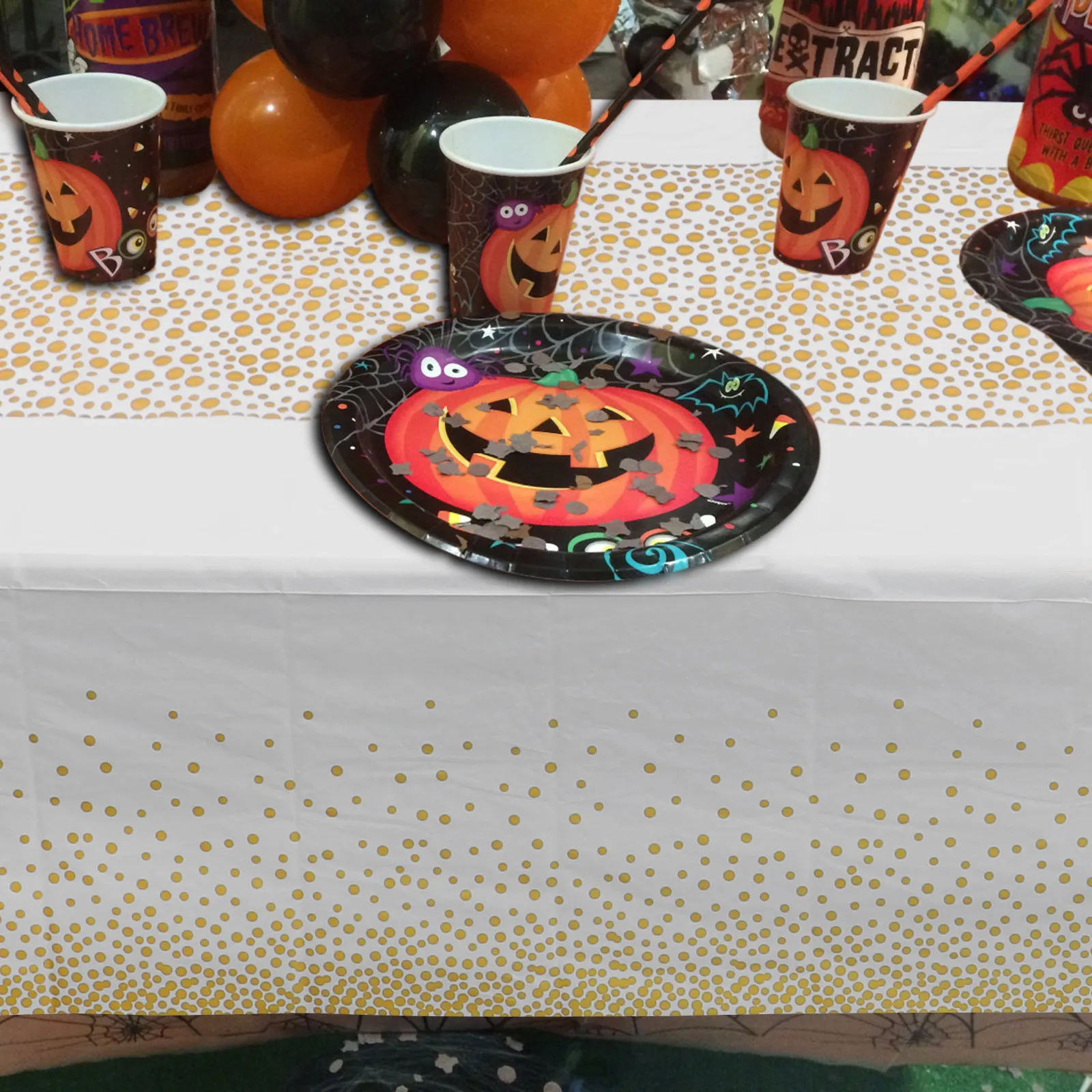 3Pcs Peva Birthday Party Tablecloth Set Waterproof Spill-Proof Table Cover for Dining Kitchen Bar Restaurant Dessert Buffet