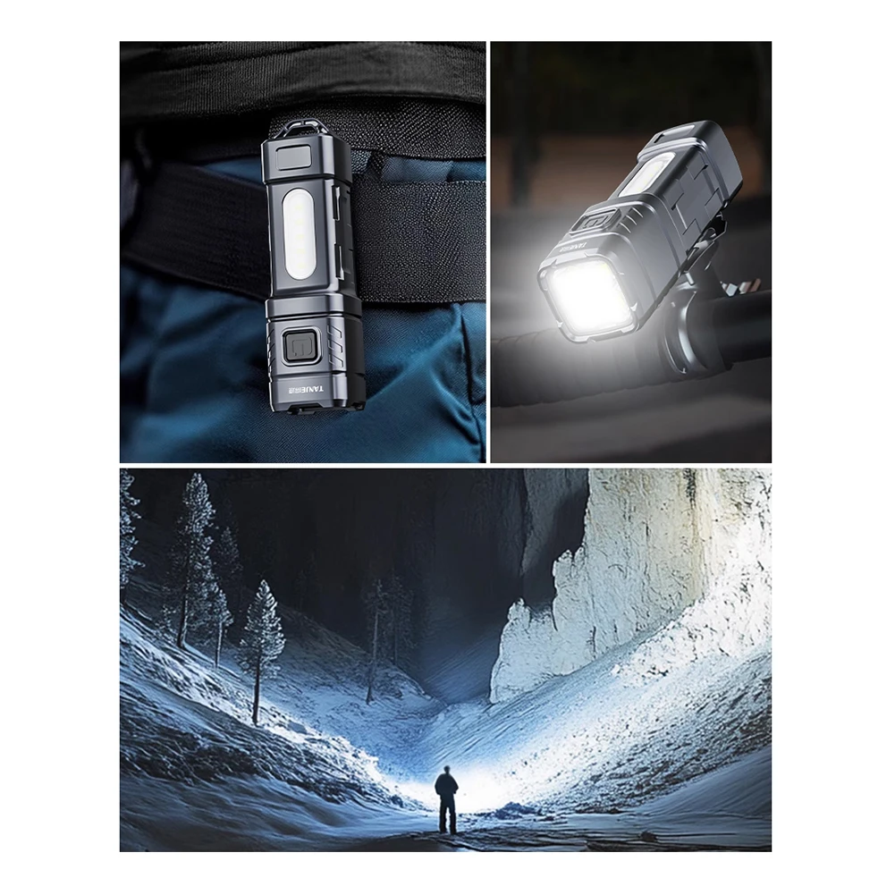 Портативный карманный фонарик LED + COB с зарядкой через USB, уличный аварийный светильник, 200LM, мощный фонарик для кемпинга, рыбалки, прогулок