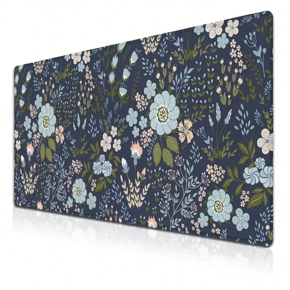 

Office Desk Pads Floral Pattern Jumbo Mouse Pad Gaming Mousepad Large Mouse Pads The Desk Mat Non-Slip Rubber Base Waterproof With Stitched Edges For Game Office,