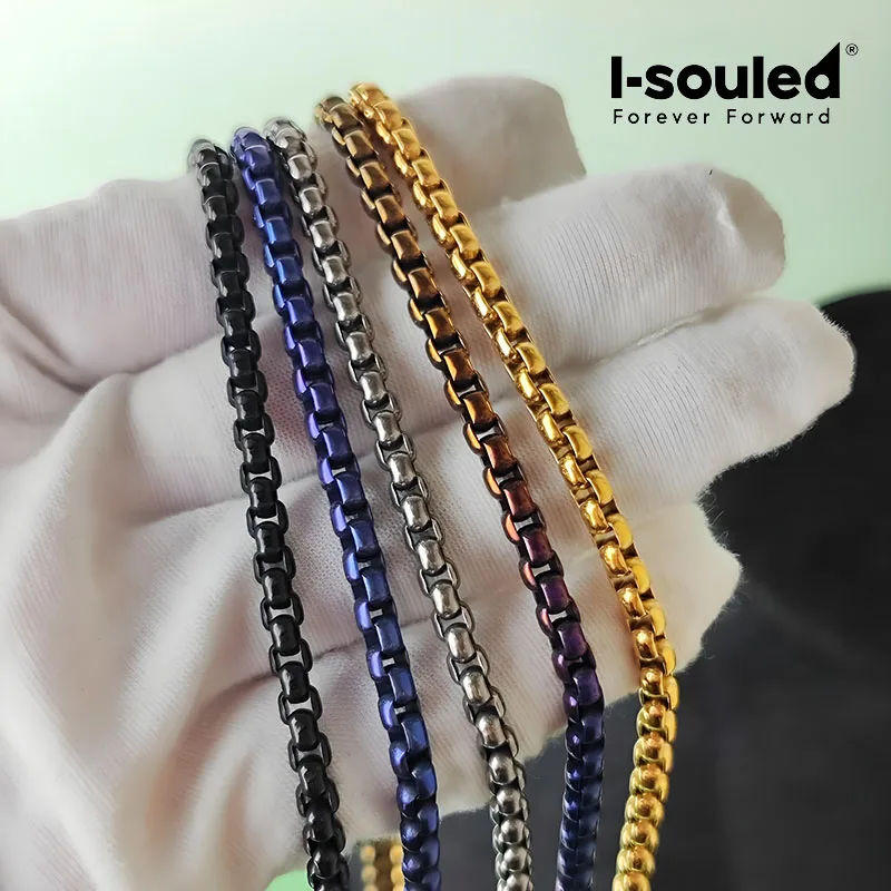 

4mm Titanium Box Chain Necklace for Men Women Hypoallergenic Fade Proof Lightweight Everyday Jewelry Gift