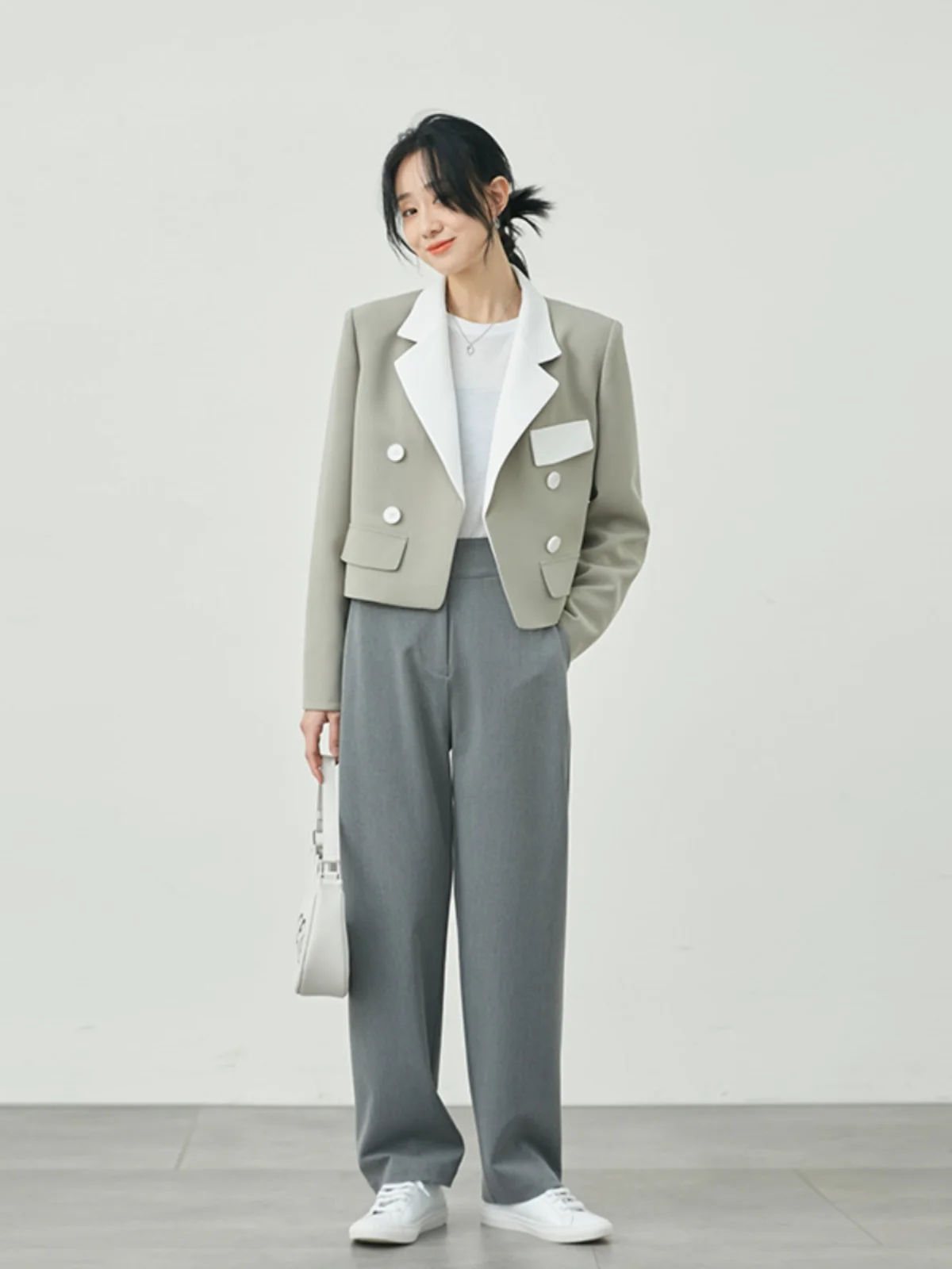 Nolara Spring New High Quality Color Block Suit Jacket Korean Style Women's Commute Fashion Polyester Long Sleeve Short Coat