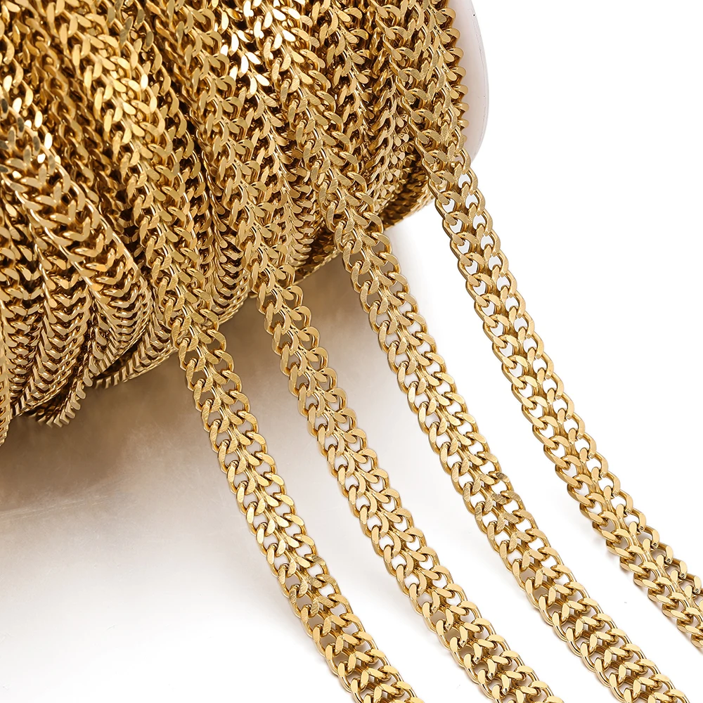 

1Meter/Pack Stainless Steel 5.5/6.5/8mm Cuban Link Curb Handmade Chains for Diy Necklace Bracelets Jewelry Making Accessories